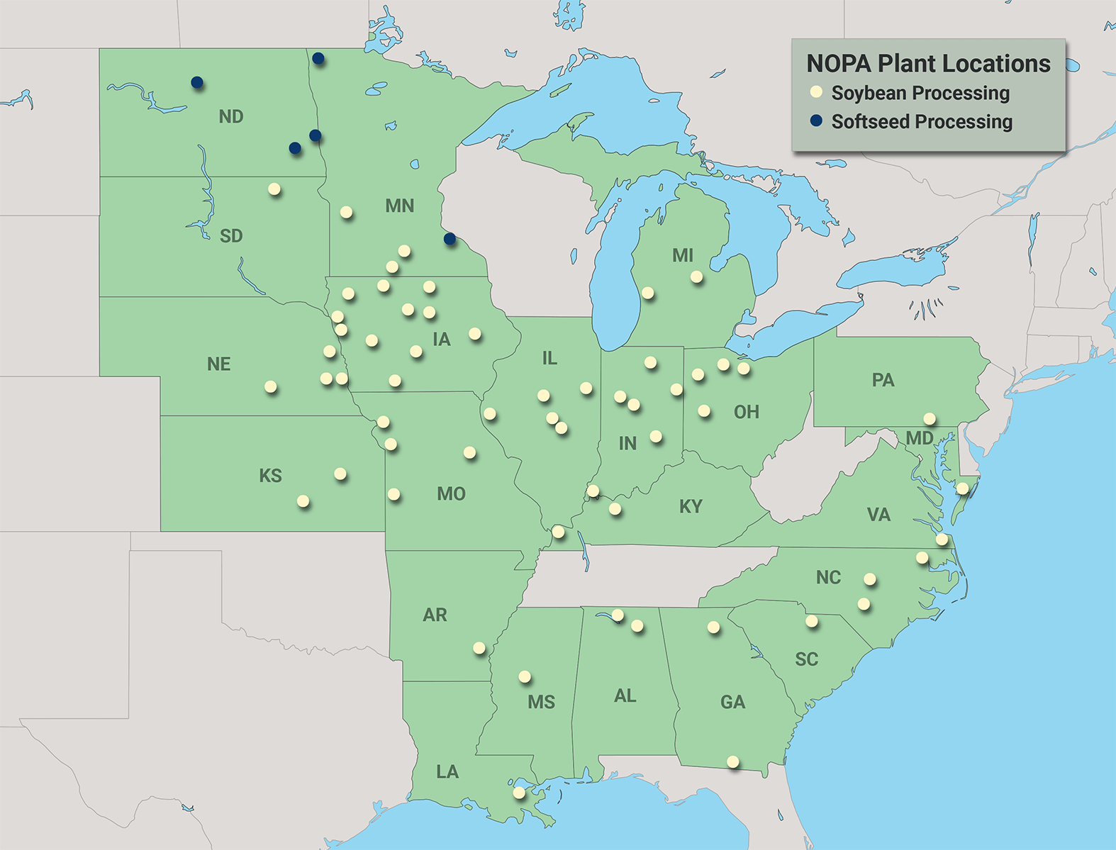 Map with NOPA locations indicated