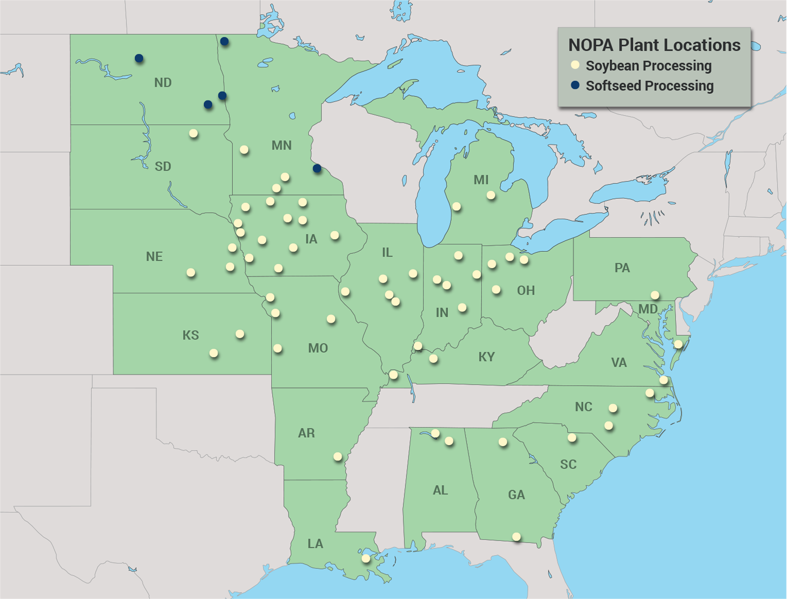 Map with NOPA locations indicated