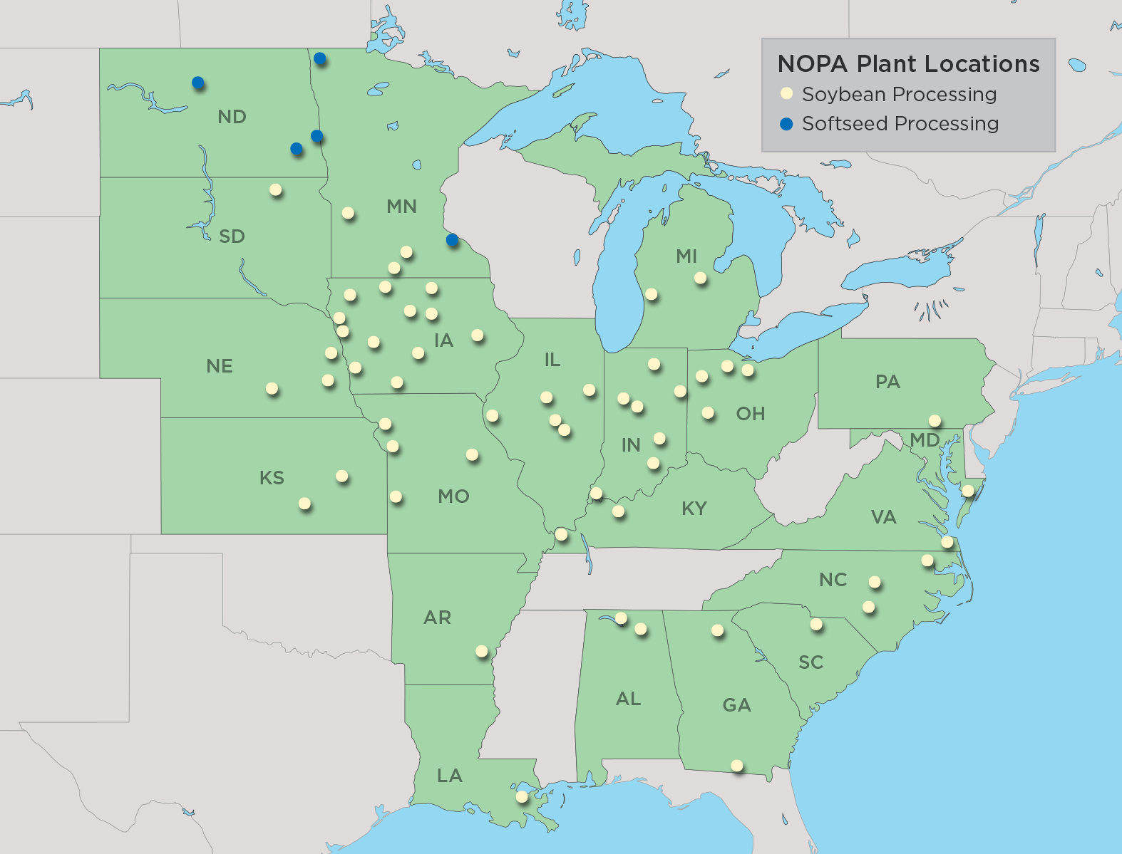 Map with NOPA locations indicated